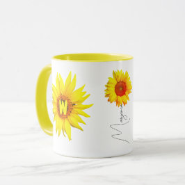 Elegant solroskaffekopp (namn & monogram) mugg