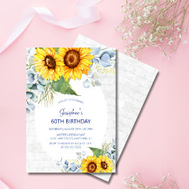 Elegant Solrosmur Brick Blommigt Birthday Inbjudningar