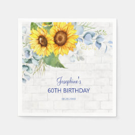 Elegant Solrosmur Brick Blommigt Birthday Pappersservett