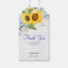 Elegant Solrosmur Brick Blommigt Birthday Presentetikett