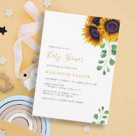 Elegant Solrosolja Eucalyptus babydusch Inbjudningar