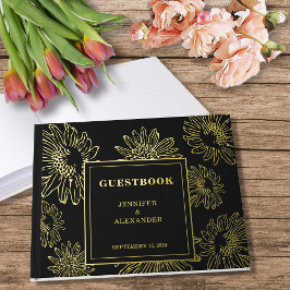Elegant solrosolja guld Foil bröllop Guestbook