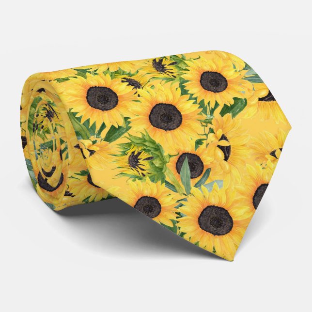 elegant solrosolja mönster blommigt slips (Rullad)