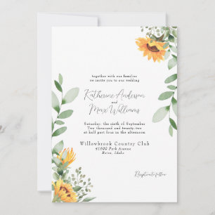 Elegant Solrossolrosblommor Bröllop Inga föräldrar Inbjudningar