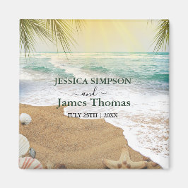 Elegant solsken och blå oceanstrand magnet