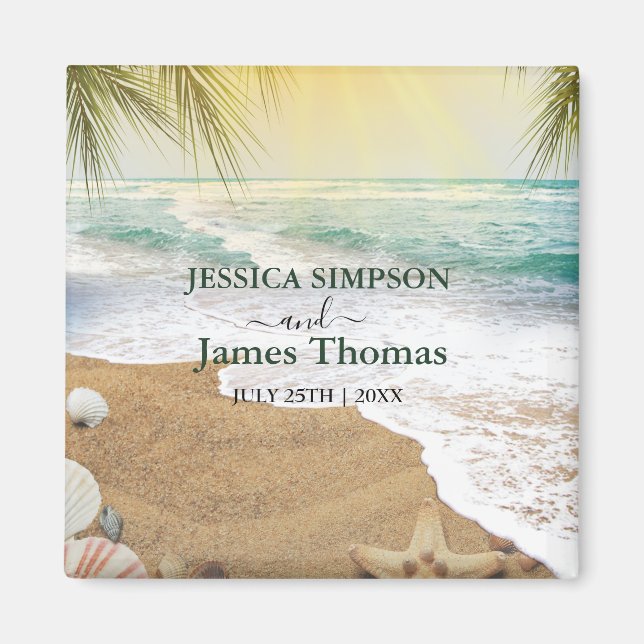 Elegant solsken och blå oceanstrand magnet (Framsidan)