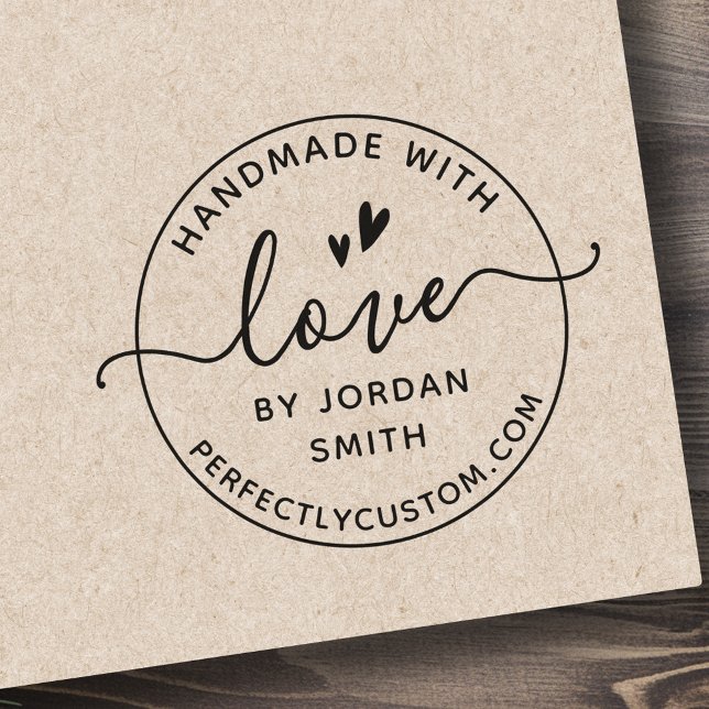 Elegant som är gjord med kärlek efter ditt namn stämpel (Elegant handmade with love by your name rubber stamp)