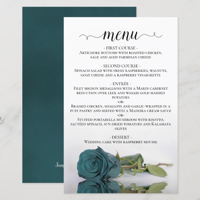 Elegant som återspeglar menyn Teal Ro budget Bröll (Fram/baksida)