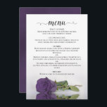 Elegant som avspeglar Ametyst Lila Ro Bröllop Meny<br><div class="desc">Denna vackra bröllop-meny har en enkel utformning,  men elegant,  med en manuskalligraftitel och en enda,  långdragen ametyst lila ro som ljuger på sin sida och reflekterar i en bassäng av vatten.</div>