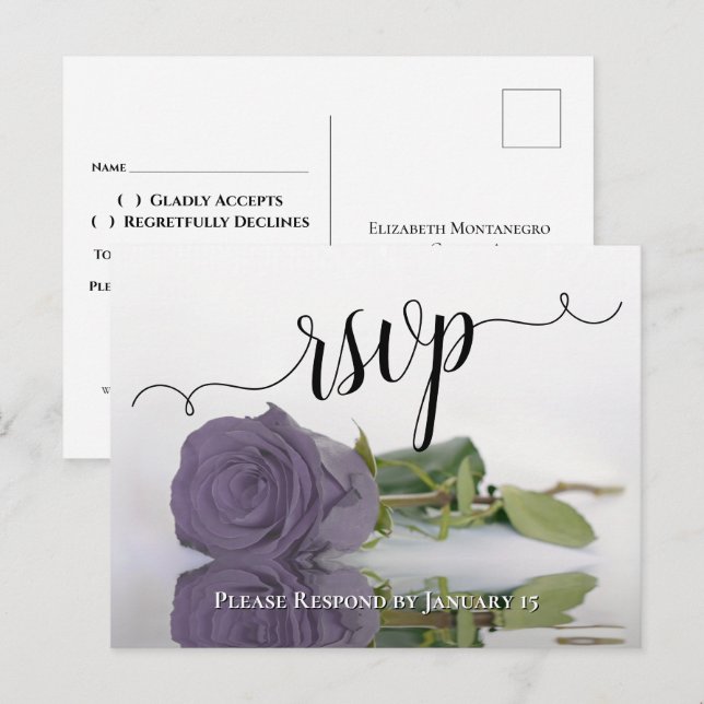 Elegant som avspeglar Dusty Lila Ro Bröllop OSA Vykort (Fram/baksida)