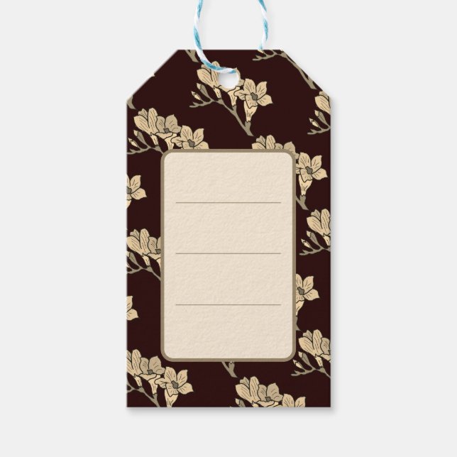 Elegant som gladioli-blommor blommigt brun presentetikett (Framsidan)