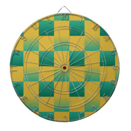 Elegant som kontrolleras mönster i grönt och guld darttavla