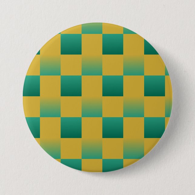 Elegant som kontrolleras mönster i grönt och guld knapp (Framsida)