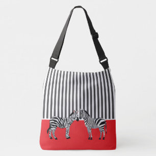 Elegant som matchar svart och vit zebra Red Axelväska