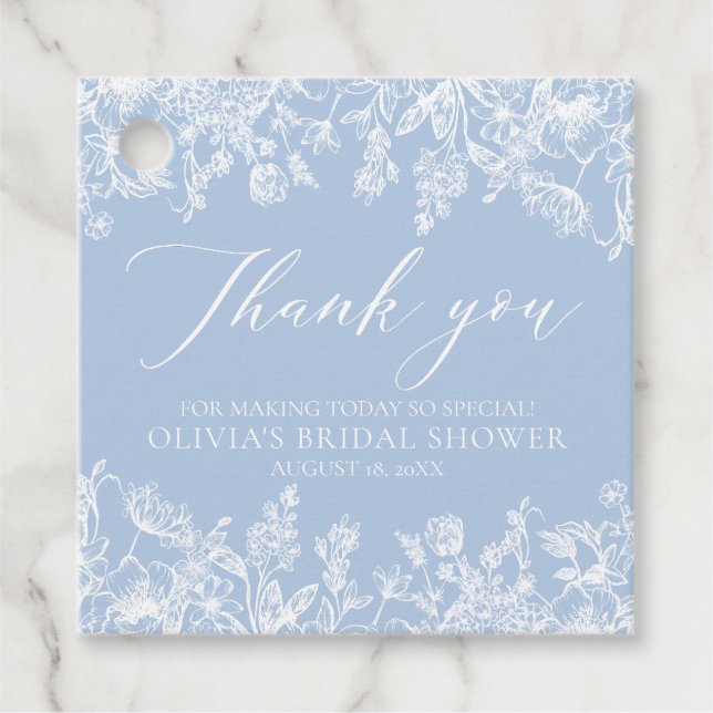 Elegant Something Blue Victorian Bridal Shower Gåvor Etiketter (Framsida)