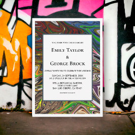 Elegant Sömlös Abstrakt Färgfull modern Bröllop Inbjudningar