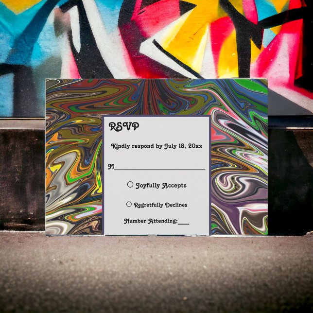 Elegant Sömlös Abstrakt Färgfull modern Bröllop OSA Kort (Skapare uppladdad)