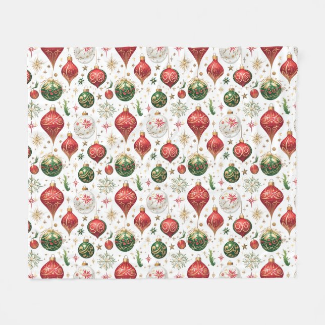 "Elegant Sömlös jul Ornament Mönster Fleecefilt (Framsidan (Horisontell))