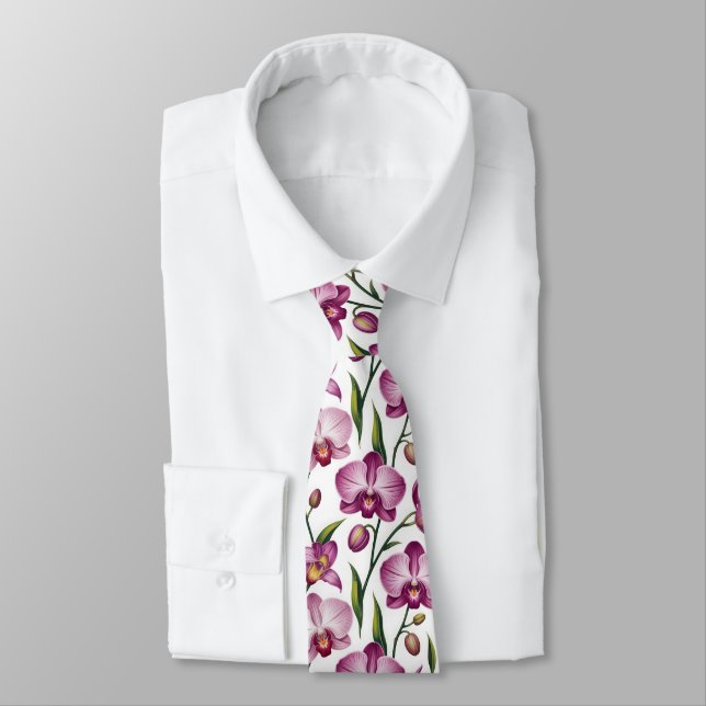 Elegant sömlös mönster av lila och rosa orkidé slips (Bunden)