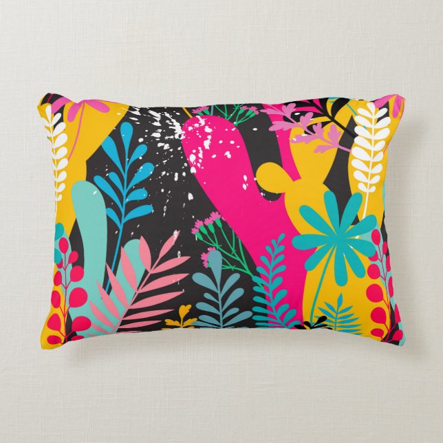 elegant sömlös mönster med abstrakt löv och  prydnadskudde (Framsidan)