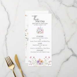 Elegant sommar äng vilda blommor bröllop meny