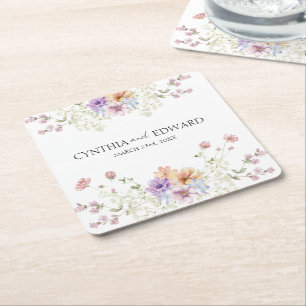 Elegant sommar äng vilda blommor bröllop underlägg papper kvadrat