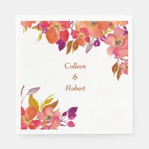 Elegant Sommar Bouquet Modern Bröllop Pappersservett