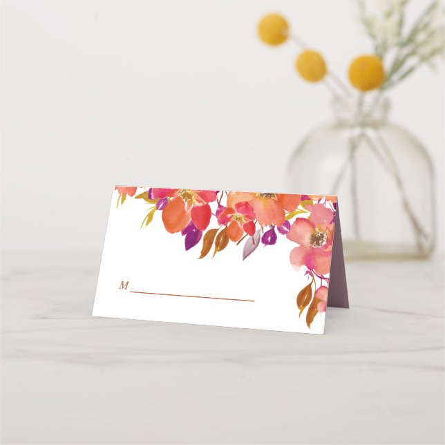 Elegant Sommar Bouquet Modern Bröllop Placeringskort (Framsida)