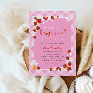 Elegant Sommar Daisy Berry Sweet Baby Shower Inbjudningar