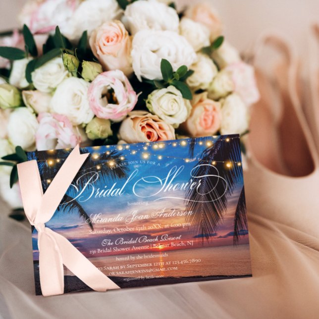 Elegant Sommar Handflatan Sunset Beach-Möhippan Inbjudningar (Skapare uppladdad)