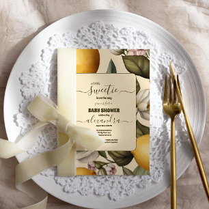 Elegant sommar lemon lime citrus baby shower inbjudningar