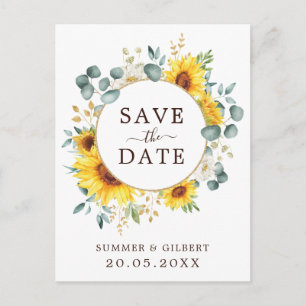 Elegant sommar solros grönska Spara datum Meddelande Vykort