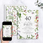 Elegant Sommar Wildblomma Watercolor 40:e födelsed Inbjudningar<br><div class="desc">Tittar du göra ett varaktigt intryck på dina gäster? Se till att din 40-årsdag firande är en som du kommer att minnas med den här Eleganten Sommarfärgen Watercolor 40:e födelsedagsinbjudan. De här vackra inbjudningarna ger dig lite elegans till din stora dag. Baksidan har en passande helliggande vildblomma mönster för en...</div>