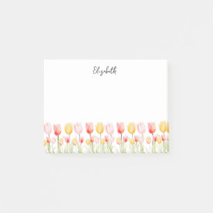 Elegant Sommarblomma Tulip Rosa Red and Gult Post-it Block