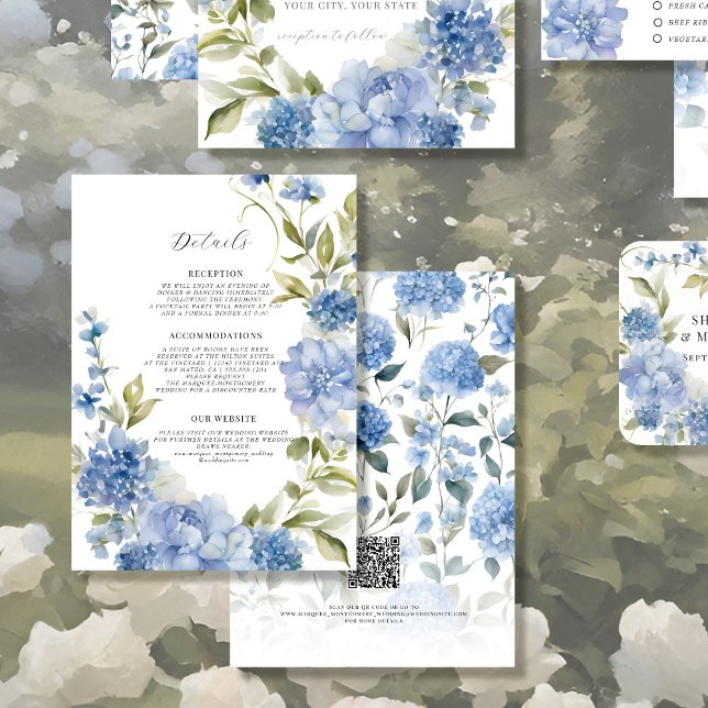 Elegant sommarblomma vildblomma blå vit detalj tilläggskort (Skapare uppladdad)