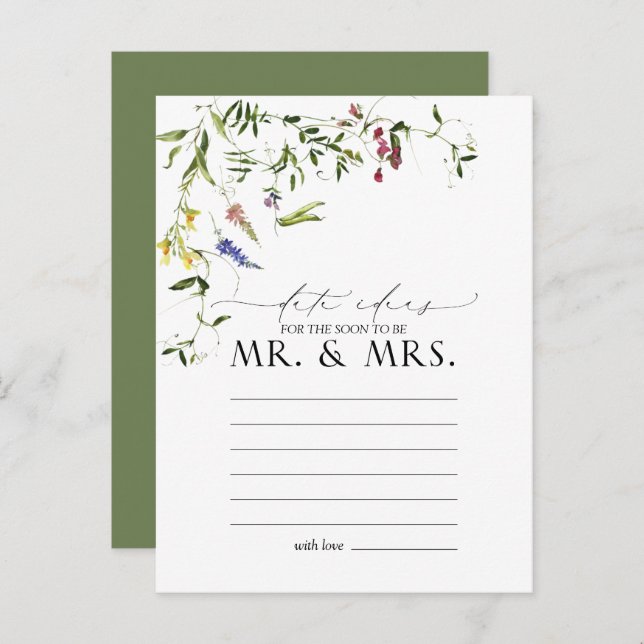 Elegant Sommarblommans vattenfärgsdatumsymboler Vykort (Fram/baksida)