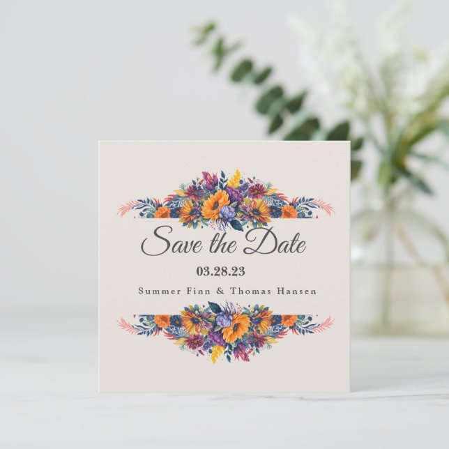 Elegant sommarblommig klassisk inbjudan utan foto (Stående Fram)