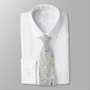Elegant SommarBlommigt på lätt Grått Slips