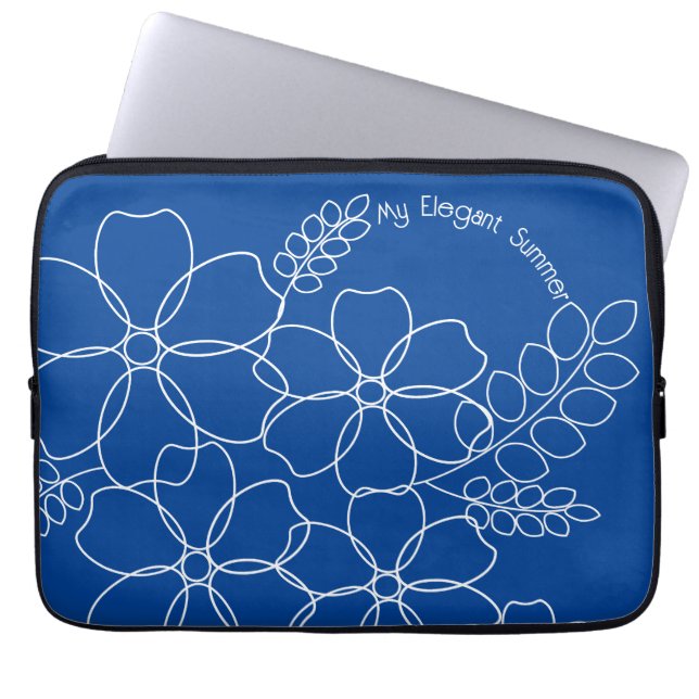 Elegant sommarblommor mönster laptop fodral (Framsidan)