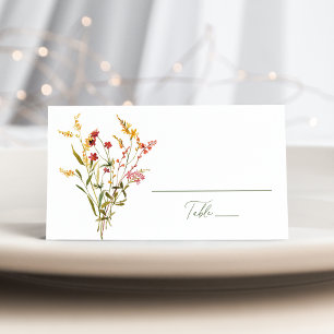 Elegant sommarbröllop med vilda blommor placeringskort