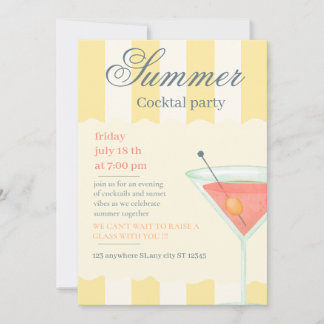 Elegant sommarcocktail-fest-inbjudan - Gul Inbjudningar