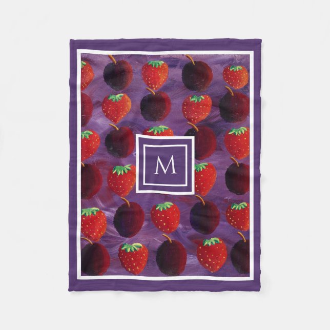 Elegant sommarfruktmonogram initial fleecefilt (Framsidan)
