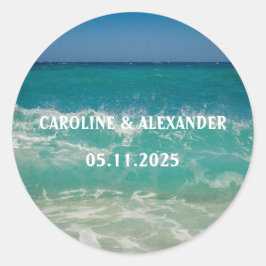 Elegant Sommarhavet Vatten Tropical Beach Hawaii C Runt Klistermärke