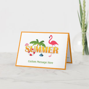 Elegant SommarRosa Flamingo Handflatan Träd Hälsni Kort