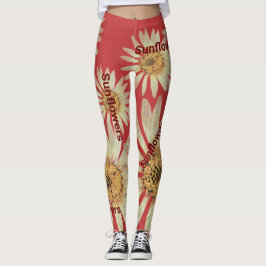Elegant Sommarsolblommor Kvinnor röd Leggings