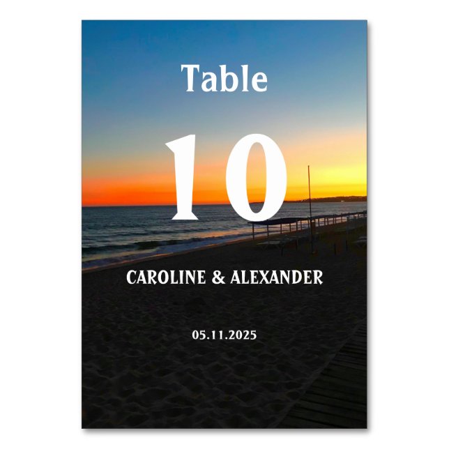 Elegant Sommarsolnedgång Tropical Beach Hawaii Bordsnummer (Framsidan)