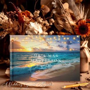 Elegant Sommarsolnedgången Tropical Beach Wedding Gästböcker