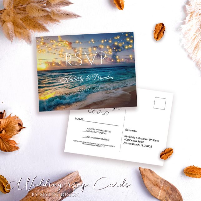 Elegant Sommarsolnedgången Tropical Beach Wedding  Vykort (Skapare uppladdad)