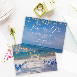 Elegant sommarstrandbröllop Spara datum-kort Datumet