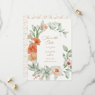 Elegant sommarträdgård Blommig Spara Datum-kort Datumet